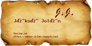 Jáksó Jolán névjegykártya